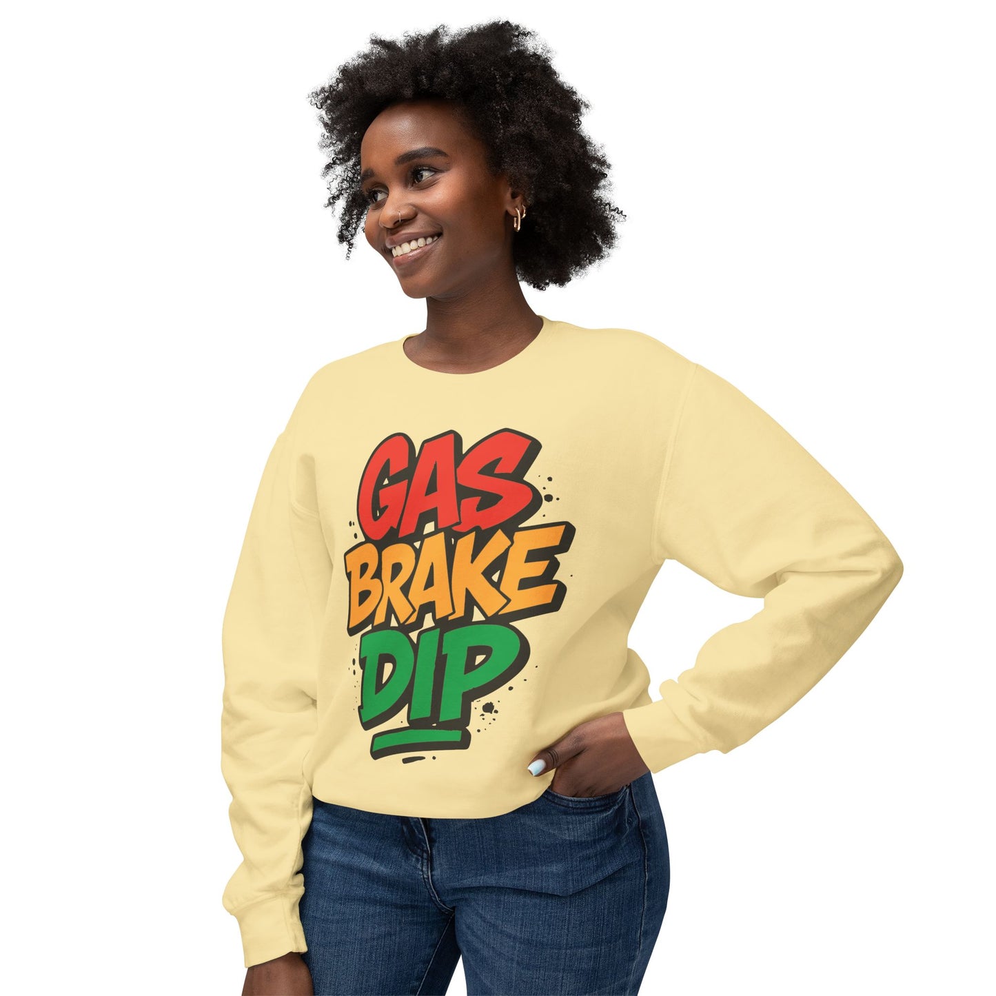 Colorful Gas Brake Dip Sweatshirt, Unisex Crewneck, Casual Streetwear