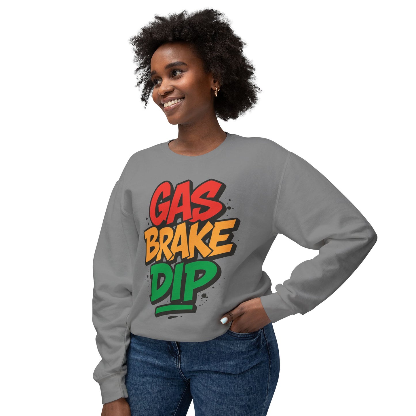 Colorful Gas Brake Dip Sweatshirt, Unisex Crewneck, Casual Streetwear