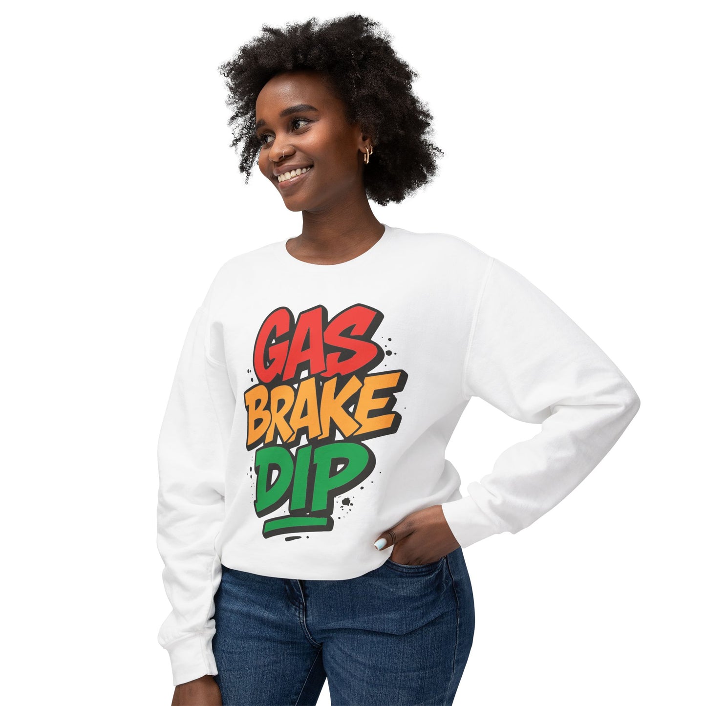 Colorful Gas Brake Dip Sweatshirt, Unisex Crewneck, Casual Streetwear