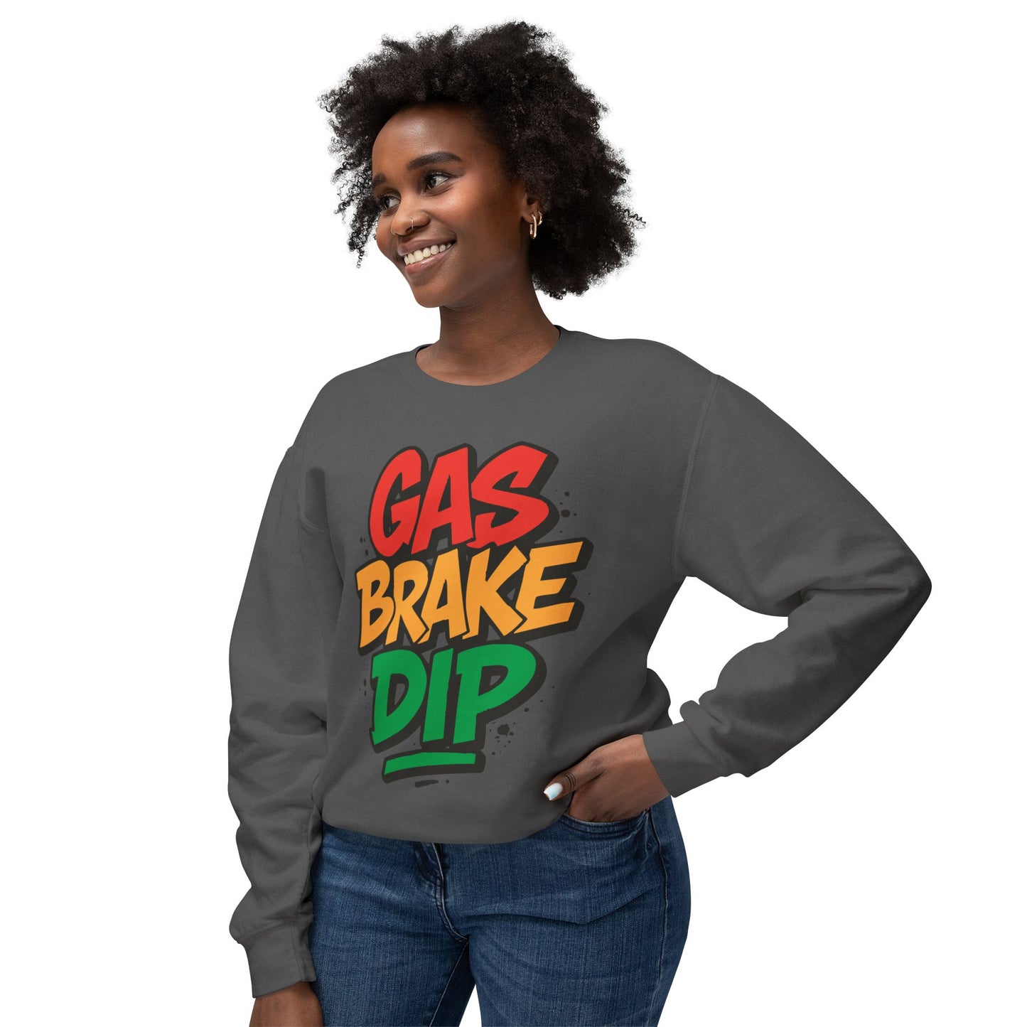 Colorful Gas Brake Dip Sweatshirt, Unisex Crewneck, Casual Streetwear