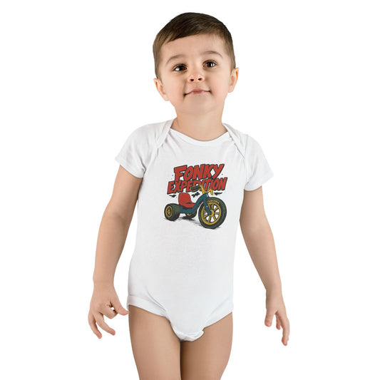 Fonky Expedition Baby Onesie, Cute Infant Bodysuit, Baby Shower Essentials, Trendy Baby Apparel